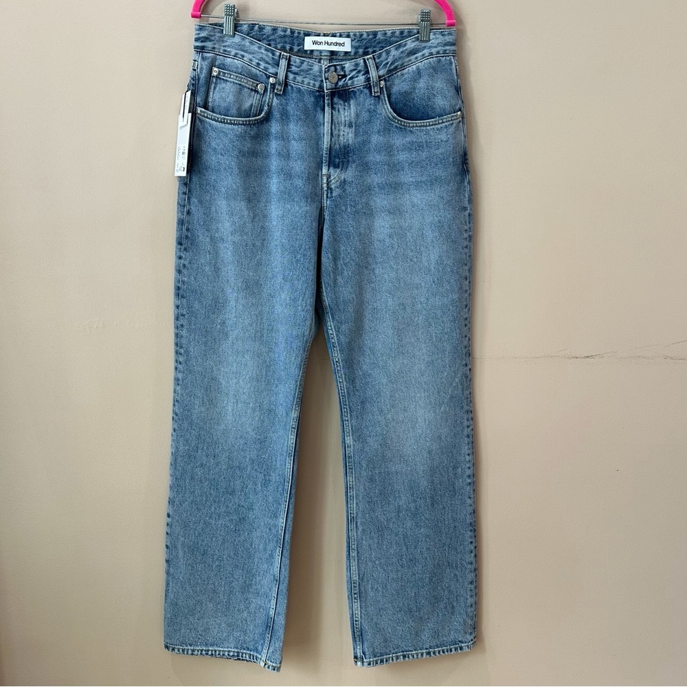 NWT Won Hundred Baggy Wash B Jeans Denim Blue Buttonfly Relaxed Fit Men 30x34
